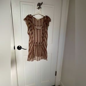 Burning Torch sheer silk top with ruffles Small